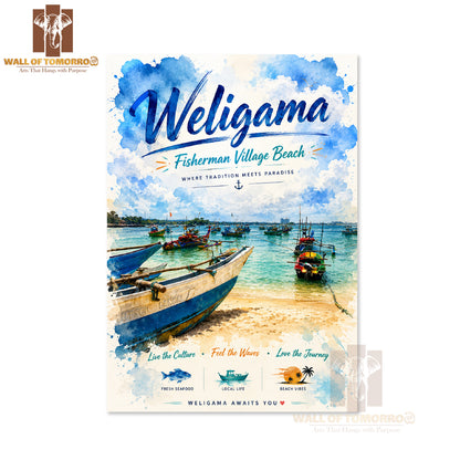 Weligama Fisherman Village Beach Sri Lanka Travel High Quality Unframed Poster Print & Waterproof Poster Print Wall Décor