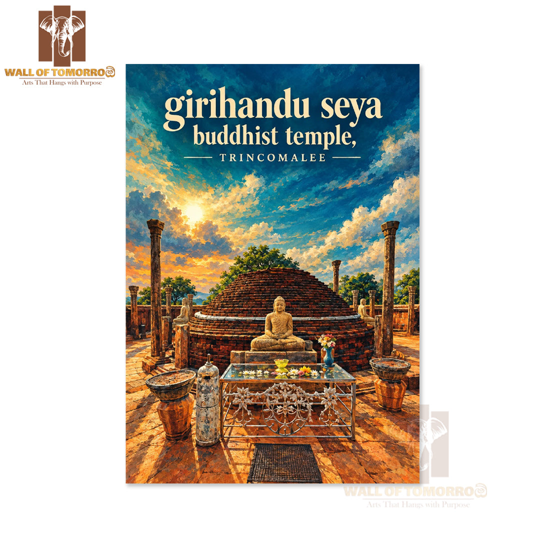 Girihandu Seya Buddhist Temple, Trincomalee Sri Lanka Travel High Quality Unframed Poster Print & Laminated Poster Print Wall Décor
