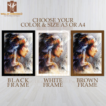 Native American Warrior Indian High Quality Glass Frame Wall Décor