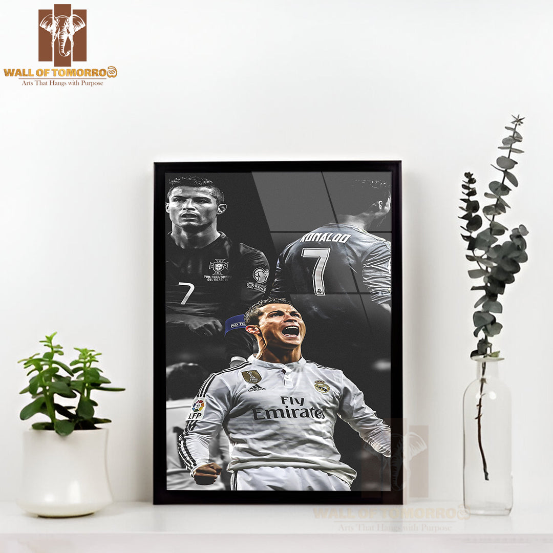 Famous Soccer Player Skill on the Field Sports High Quality Glass Frame Wall Décor