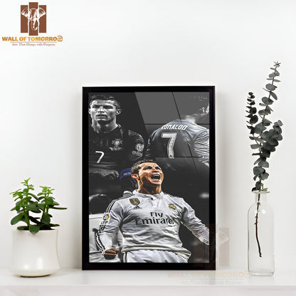 Famous Soccer Player Skill on the Field Sports High Quality Glass Frame Wall Décor