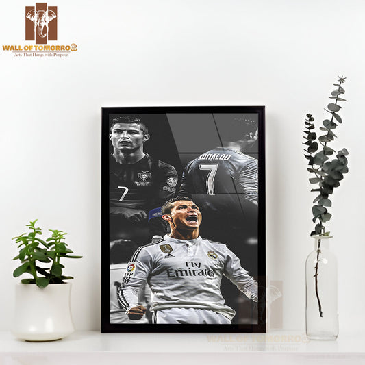 Famous Soccer Player Skill on the Field Sports High Quality Glass Frame Wall Décor