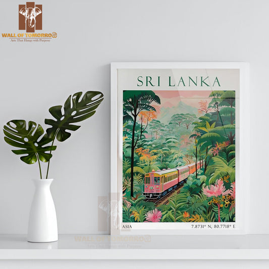 Train, Sri Lanka Travel High Quality Glass Frame Wall Décor