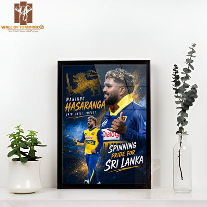 Sri Lankan Cricketer Wanindu Hasaranga Sports High Quality Glass Frame Wall Décor