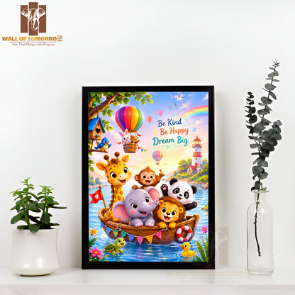 Be Kind, Be Happy, Dream Big Kids High Quality Glass Frame Wall Décor