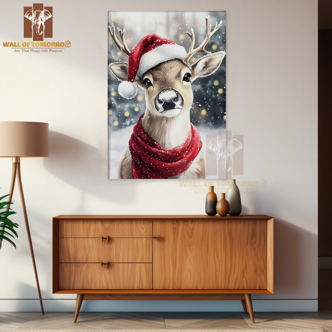 Reindeer Forest Snowfall in Winter High Quality Unframed Poster Print & Waterproof Poster Print Wall Décor