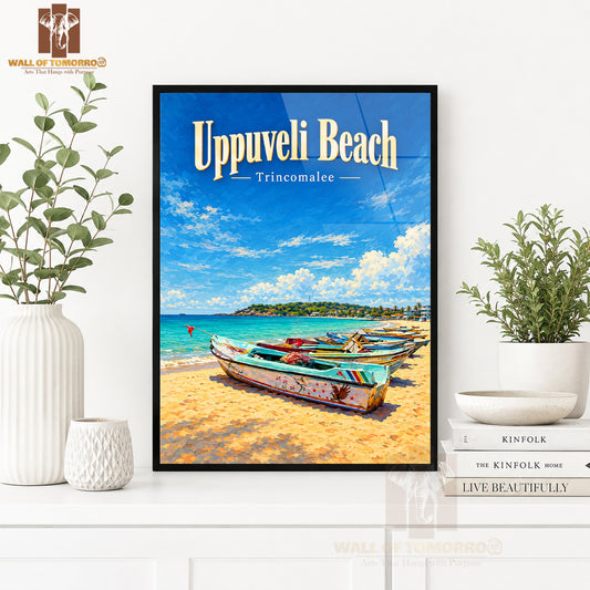 Uppuveli Beach Trincomalee Sri Lanka Travel High Quality Glass Frame Wall Décor