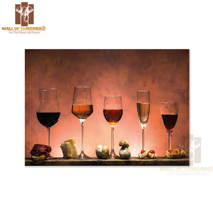 A Row of Wine Glasses with Different Wines in Them High Quality Unframed Poster Print & Waterproof Poster Print Wall Décor