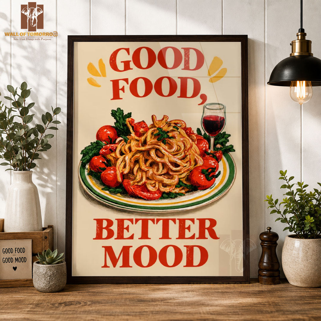 Good Food, Better Mood Kitchen Botanicals Kitchen & Restaurant High Quality Glass Frame Wall Décors in Sri Lanka