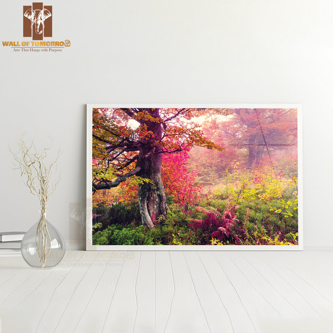 Majestic Landscape with Autumn Trees in Forest High Quality Unframed Poster Print & Waterproof Poster Print Wall Décor