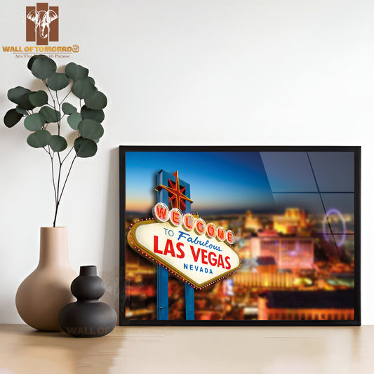 Nevada Sign with the Heart Of Las Vegas High Quality Unframed Poster Print & Waterproof Poster Print Wall Décor