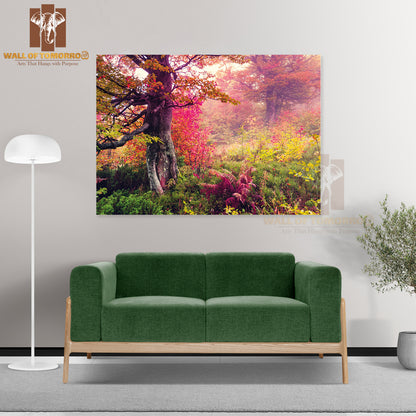 Majestic Landscape with Autumn Trees in Forest High Quality Unframed Poster Print & Waterproof Poster Print Wall Décor