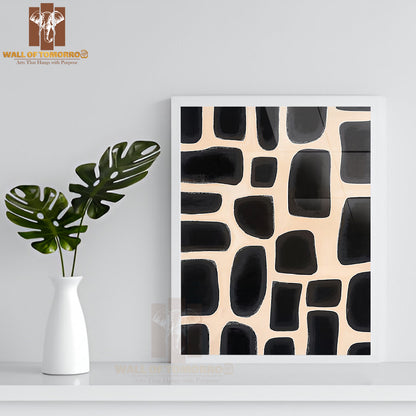 Black Pebble Path Neutral Elegance Art High Quality Glass Frame Wall Décor