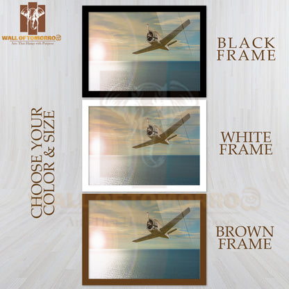 Old Plane Over the Sea High Quality Unframed Poster Print & Waterproof Poster Print Wall Décor