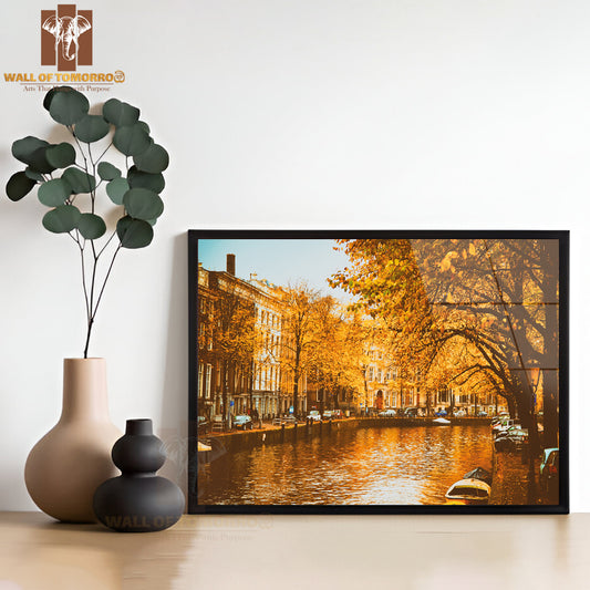 Vintage Retro Style. Amsterdam. Beautiful Places in Europe High Quality Unframed Poster Print & Waterproof Poster Print Wall Décor