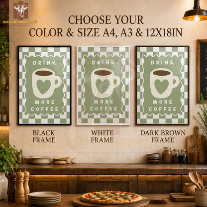 Drink More Coffee Kitchen & Restaurant High Quality Glass Frame Wall Décors in Sri Lanka