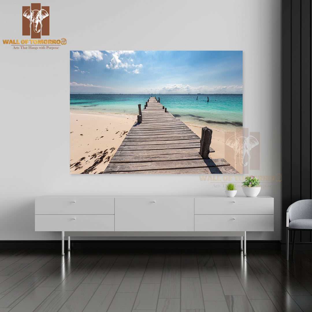 Wooden Pier on Caribbean Beach High Quality Unframed Poster Print & Waterproof Poster Print Wall Décor