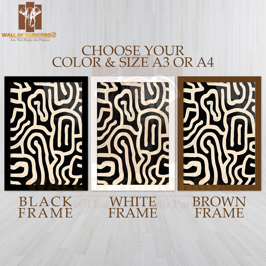 Abstract Pathways Neutral Elegance Art High Quality Glass Frame Wall Décor