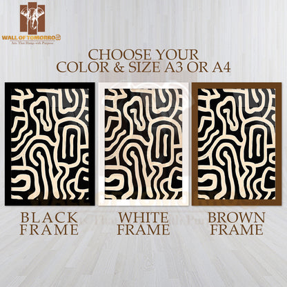 Abstract Pathways Neutral Elegance Art High Quality Glass Frame Wall Décor