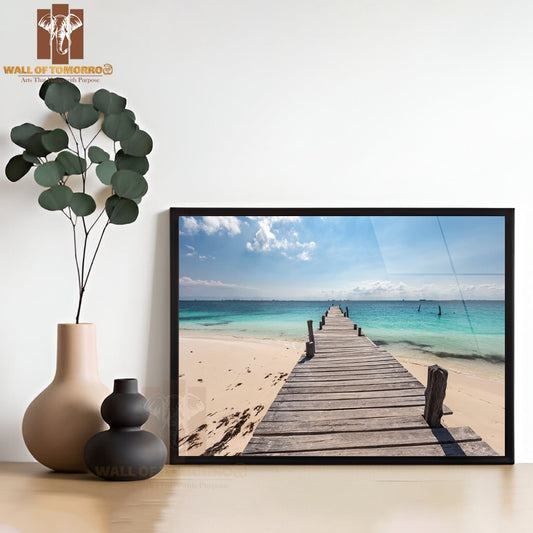 Wooden Pier on Caribbean Beach High Quality Unframed Poster Print & Waterproof Poster Print Wall Décor