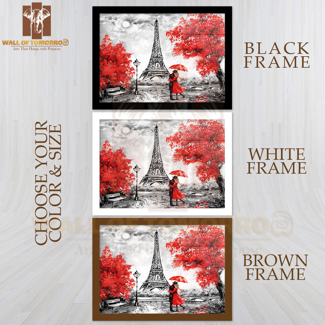 Paris Red Couple Painting High Quality Unframed Poster Print & Waterproof Poster Print Wall Décor