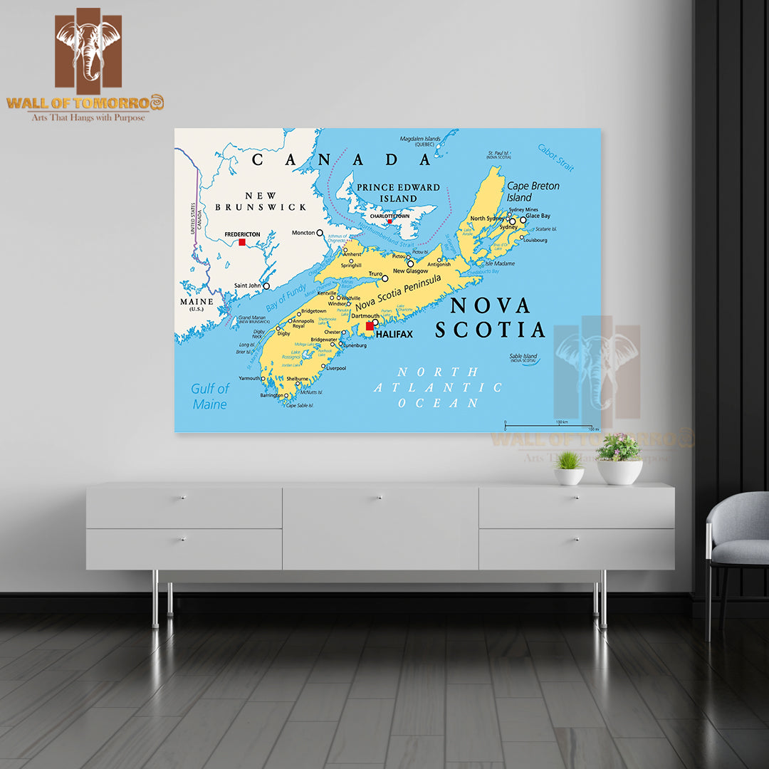 Atlantic Province of Canada Map Educational High Quality Unframed Poster Print & Waterproof Poster Print Wall Décor