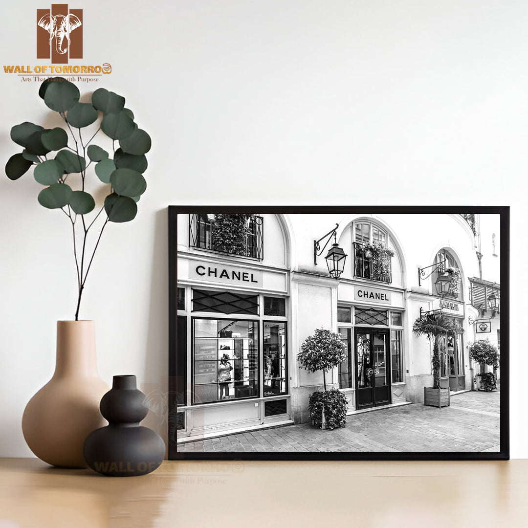 Royal Village Located Near Madeleine Chanel Store B&W High Quality Unframed Poster Print & Waterproof Poster Print Wall Décor