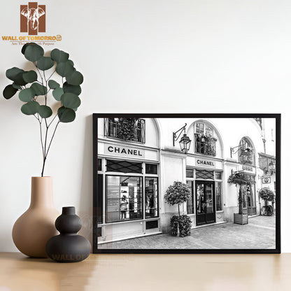 Royal Village Located Near Madeleine Chanel Store B&W High Quality Unframed Poster Print & Waterproof Poster Print Wall Décor
