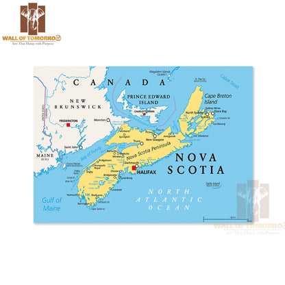 Atlantic Province of Canada Map Educational High Quality Unframed Poster Print & Waterproof Poster Print Wall Décor
