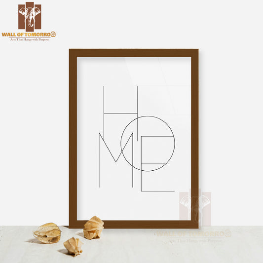 Home Typo Line Art Quote High Quality Glass Frame Wall Décor