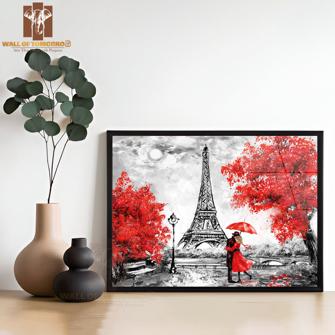 Paris Red Couple Painting High Quality Unframed Poster Print & Waterproof Poster Print Wall Décor