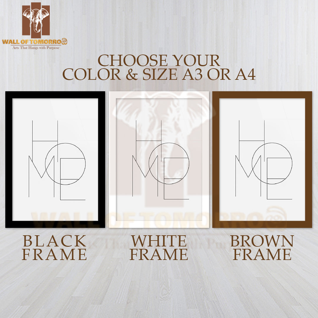 Home Typo Line Art Quote High Quality Glass Frame Wall Décor