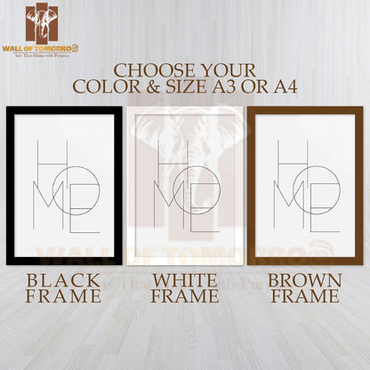 Home Typo Line Art Quote High Quality Glass Frame Wall Décor