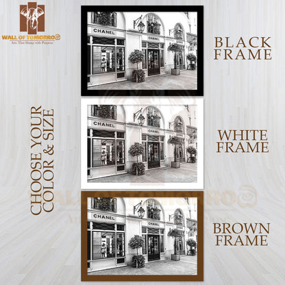 Royal Village Located Near Madeleine Chanel Store B&W High Quality Unframed Poster Print & Waterproof Poster Print Wall Décor