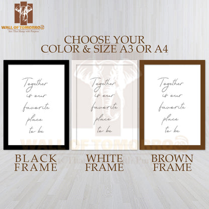 Together Is Our Favorite Place to Be Quote High Quality Glass Frame Wall Décor