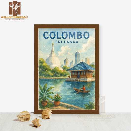 Colombo - Sri Lanka Watercolor Travel High Quality Glass Frame Wall Décor