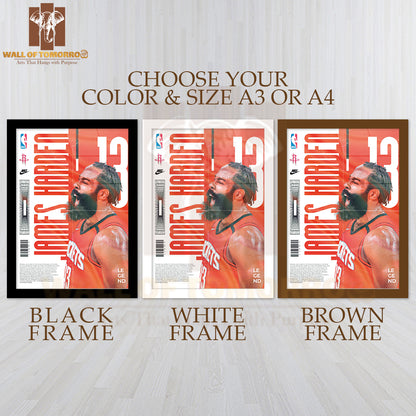 Legend Basketball Player Sports High Quality Glass Frame Wall Décor