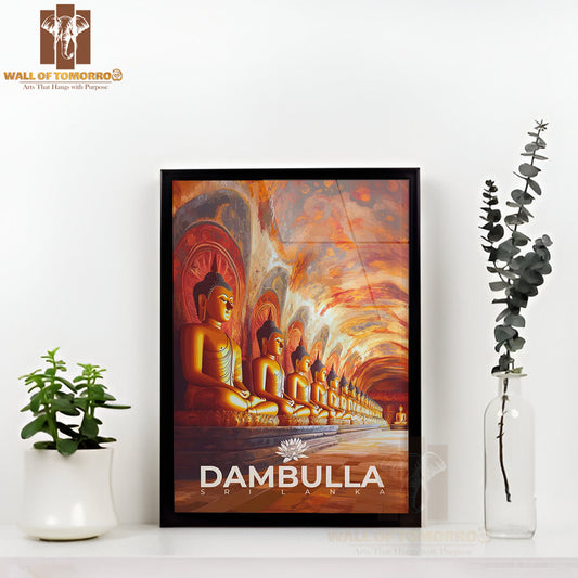 Cave Temple, Sri Lanka Travel High Quality Glass Frame Wall Décor