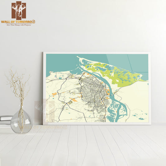 Map Of Barranquilla, Atlantico, Colombia Educational High Quality Glass Frame Wall Décor