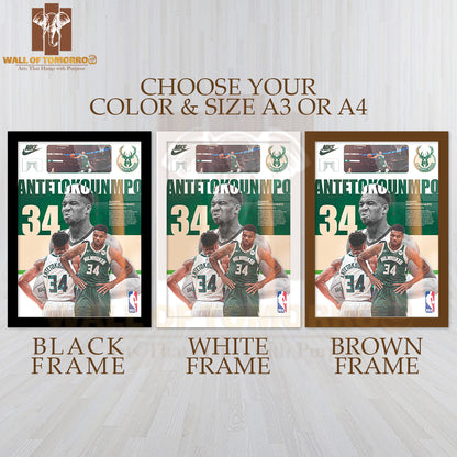 Famous Basketball Team Player On The Basketball Court Sports High Quality Glass Frame Wall Décor