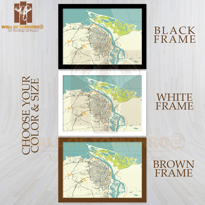 Map Of Barranquilla, Atlantico, Colombia Educational High Quality Glass Frame Wall Décor