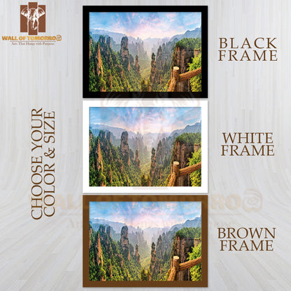 View Above the Cliffs and Mountains to the Colorful Valley at Sunrise High Quality Unframed Poster Print & Waterproof Poster Print Wall Décor