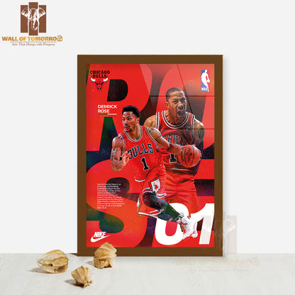 Famous Basketball Team Player On The Basketball Court Sports High Quality Glass Frame Wall Décor