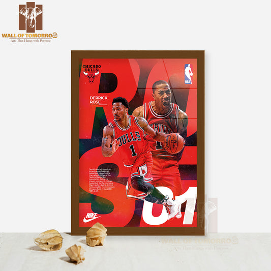 Famous Basketball Team Player On The Basketball Court Sports High Quality Glass Frame Wall Décor