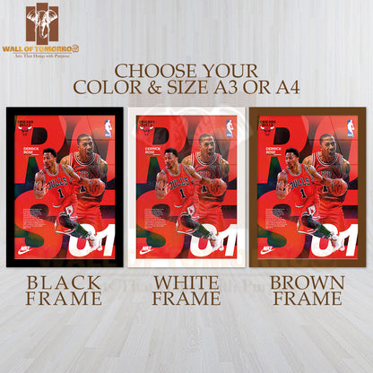 Famous Basketball Team Player On The Basketball Court Sports High Quality Glass Frame Wall Décor