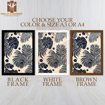 Midnight Foliage Neutral Elegance Art High Quality Glass Frame Wall Décor