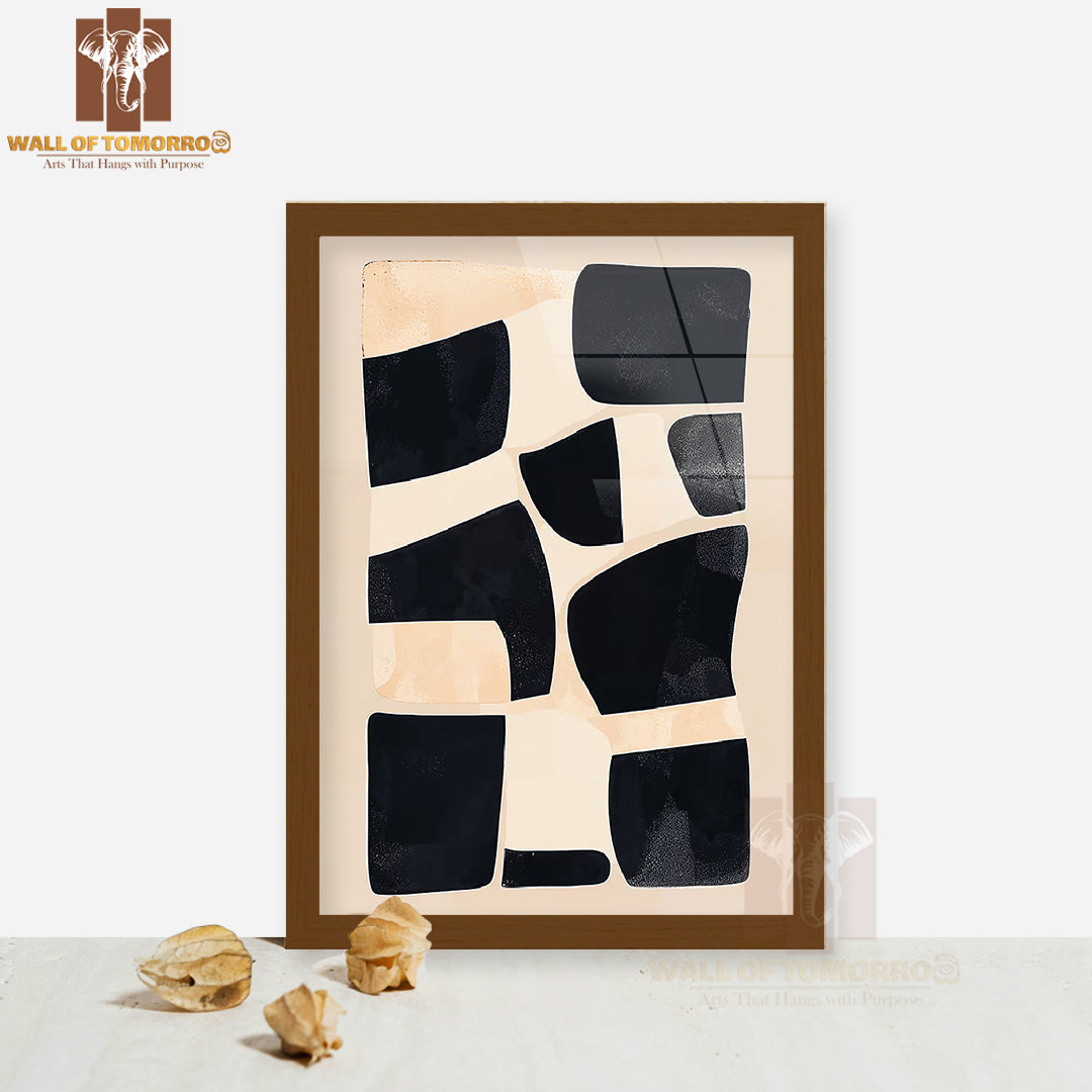 Sophisticated Contrast Neutral Elegance Art High Quality Glass Frame Wall Décor
