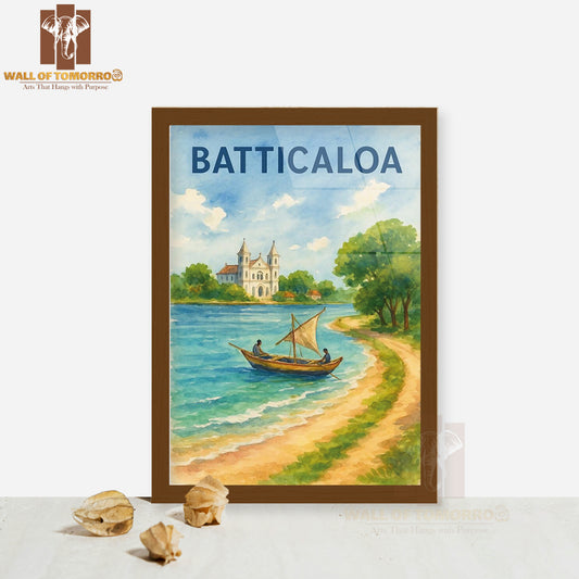 Batticaloa Sri Lanka Watercolor Travel High Quality Glass Frame Wall Décor