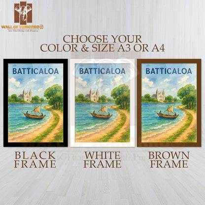 Batticaloa Sri Lanka Watercolor Travel High Quality Glass Frame Wall Décor