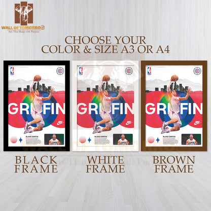 Famous Basketball Team Player Holding a Basketball Sports High Quality Glass Frame Wall Décor